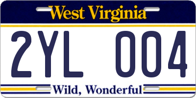 WV license plate 2YL004