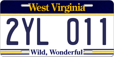 WV license plate 2YL011