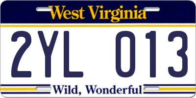 WV license plate 2YL013