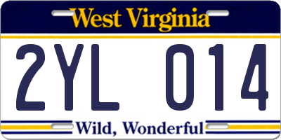 WV license plate 2YL014