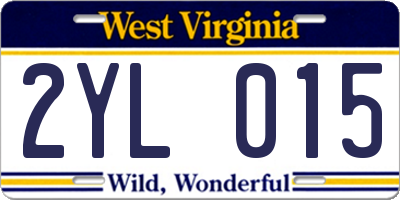 WV license plate 2YL015