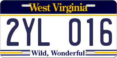 WV license plate 2YL016