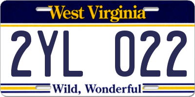 WV license plate 2YL022