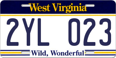 WV license plate 2YL023