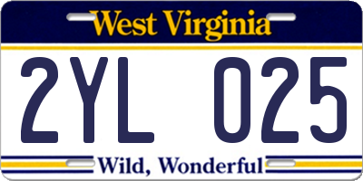 WV license plate 2YL025
