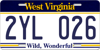 WV license plate 2YL026