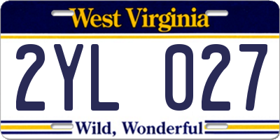WV license plate 2YL027