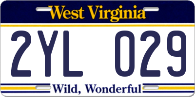 WV license plate 2YL029