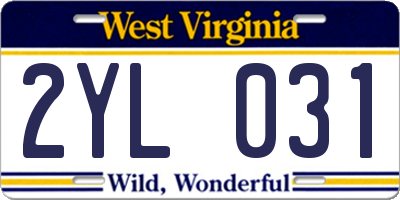WV license plate 2YL031