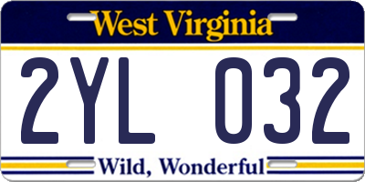 WV license plate 2YL032