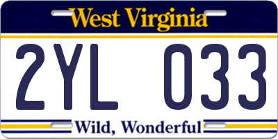 WV license plate 2YL033