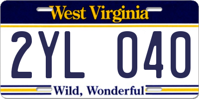 WV license plate 2YL040