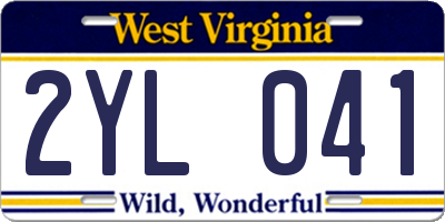 WV license plate 2YL041