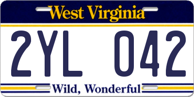 WV license plate 2YL042