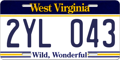 WV license plate 2YL043