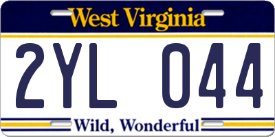 WV license plate 2YL044
