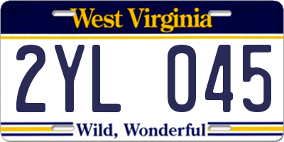 WV license plate 2YL045