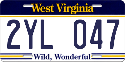 WV license plate 2YL047
