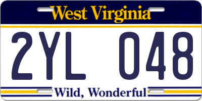 WV license plate 2YL048