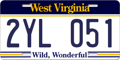 WV license plate 2YL051