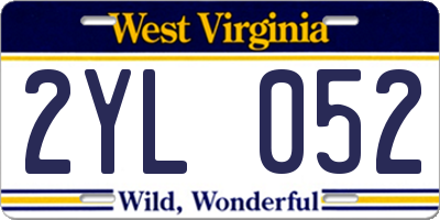 WV license plate 2YL052