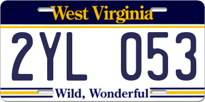 WV license plate 2YL053