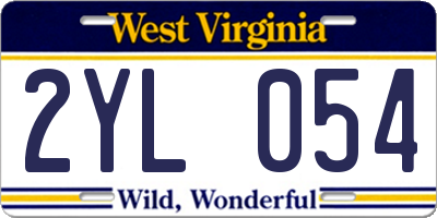 WV license plate 2YL054