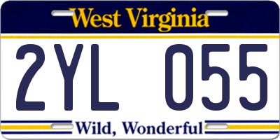 WV license plate 2YL055