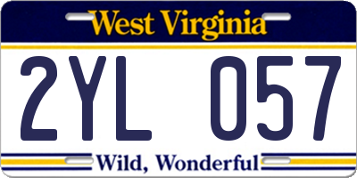 WV license plate 2YL057