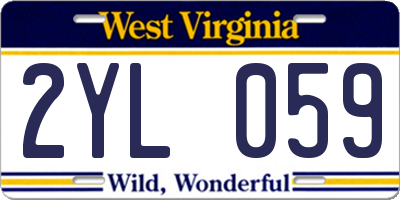 WV license plate 2YL059