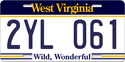 WV license plate 2YL061