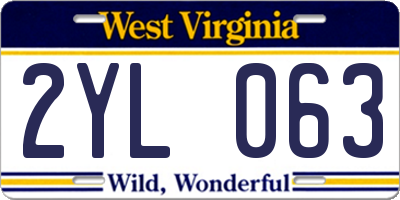 WV license plate 2YL063