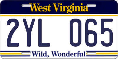 WV license plate 2YL065