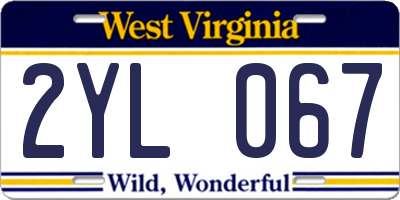 WV license plate 2YL067