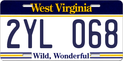 WV license plate 2YL068