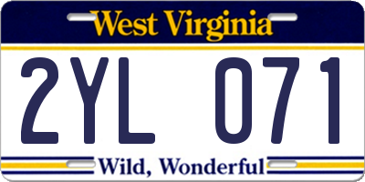 WV license plate 2YL071