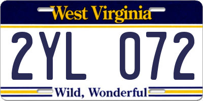 WV license plate 2YL072