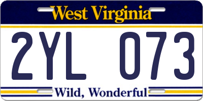 WV license plate 2YL073