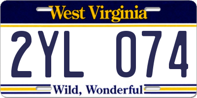 WV license plate 2YL074