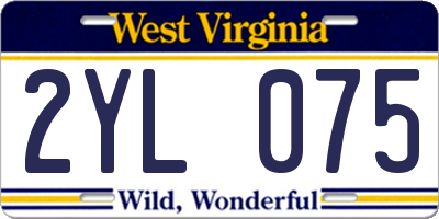 WV license plate 2YL075