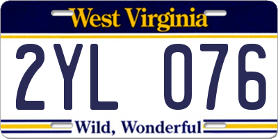 WV license plate 2YL076
