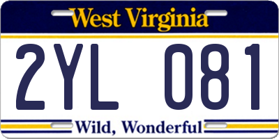 WV license plate 2YL081