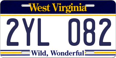 WV license plate 2YL082
