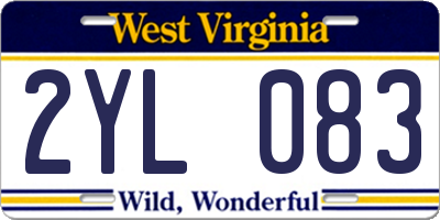 WV license plate 2YL083