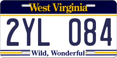 WV license plate 2YL084