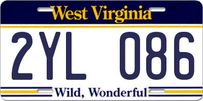 WV license plate 2YL086