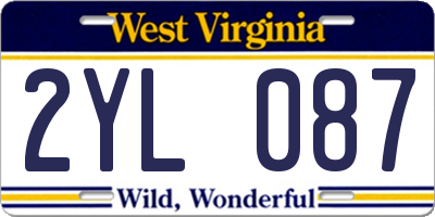 WV license plate 2YL087