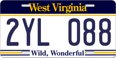 WV license plate 2YL088