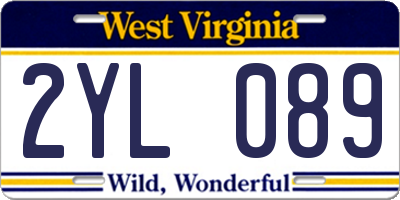 WV license plate 2YL089