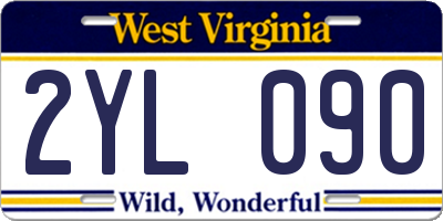 WV license plate 2YL090